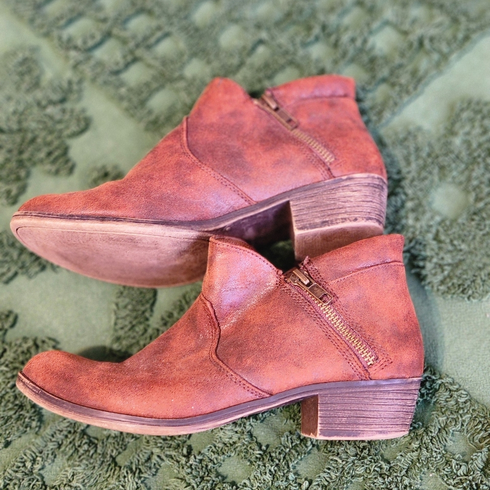 Classic Brown Ankle Booties with Side Zipper